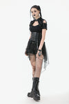 Industrial Grommet Lace-Up High-low Corset with Mesh Hem CW098