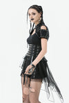 Industrial Grommet Lace-Up High-low Corset with Mesh Hem CW098