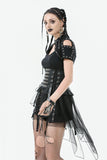 Industrial Grommet Lace-Up High-low Corset with Mesh Hem CW098