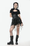 Industrial Grommet Lace-Up High-low Corset with Mesh Hem CW098