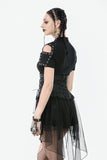 Industrial Grommet Lace-Up High-low Corset with Mesh Hem CW098