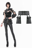 Dark Techwear Multi-Buckle Eyelet Leather Corset with Side Pouches CW103
