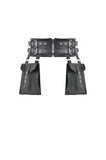 Dark Techwear Multi-Buckle Eyelet Leather Corset with Side Pouches CW103