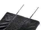 Gothic Retro Dark Cool Lace Mesh Patchwork Velvet Cami Top with Beaded Tassel Drops CW111
