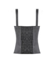 Gothic Punk Leather Patchwork Corset with Bone Zipper and Studded Buckle Straps CW114