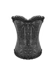 Gothic Court Jacquard Corset with Lace Ruffles and Metallic Busk  CW115