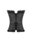 Gothic Court Jacquard Corset with Lace Ruffles and Metallic Busk  CW115