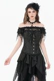 Gothic Court Jacquard Corset with Lace Ruffles and Metallic Busk  CW115