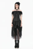 Gothic Court Jacquard Corset with Lace Ruffles and Metallic Busk  CW115