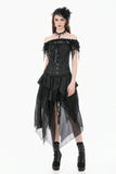 Gothic Court Jacquard Corset with Lace Ruffles and Metallic Busk  CW115