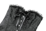 Gothic Court Jacquard Corset with Lace Ruffles and Metallic Busk  CW115