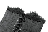 Gothic Court Jacquard Corset with Lace Ruffles and Metallic Busk  CW115