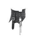 Goth Punk Dark Grey Faux-Leather Double-Buckle Lace-up Asymmetrical Corset Belt CW116