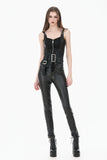 Goth Punk Dark Grey Faux-Leather Double-Buckle Lace-up Asymmetrical Corset Belt CW116