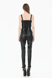 Goth Punk Dark Grey Faux-Leather Double-Buckle Lace-up Asymmetrical Corset Belt CW116