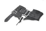 Goth Punk Dark Grey Faux-Leather Double-Buckle Lace-up Asymmetrical Corset Belt CW116