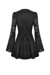 Black Hollow Lace Gemstone Button Adjustable Waist Dress DW1003
