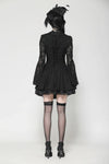 Black Hollow Lace Gemstone Button Adjustable Waist Dress DW1003