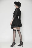 Black Hollow Lace Gemstone Button Adjustable Waist Dress DW1003
