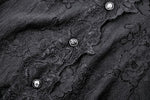 Black Hollow Lace Gemstone Button Adjustable Waist Dress DW1003