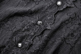 Black Hollow Lace Gemstone Button Adjustable Waist Dress DW1003