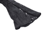Black Hollow Lace Gemstone Button Adjustable Waist Dress DW1003