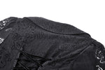 Black Hollow Lace Gemstone Button Adjustable Waist Dress DW1003