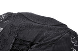 Black Hollow Lace Gemstone Button Adjustable Waist Dress DW1003