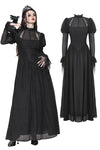 Black Negative Gothic Spiderweb Patchwork Princess Sleeve Maxi Dress DW1005