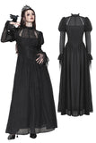 Black Negative Gothic Spiderweb Patchwork Princess Sleeve Maxi Dress DW1005