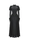 Black Negative Gothic Spiderweb Patchwork Princess Sleeve Maxi Dress DW1005