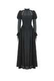 Black Negative Gothic Spiderweb Patchwork Princess Sleeve Maxi Dress DW1005