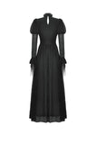 Black Negative Gothic Spiderweb Patchwork Princess Sleeve Maxi Dress DW1005