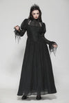 Black Negative Gothic Spiderweb Patchwork Princess Sleeve Maxi Dress DW1005