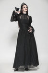 Black Negative Gothic Spiderweb Patchwork Princess Sleeve Maxi Dress DW1005