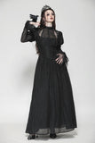 Black Negative Gothic Spiderweb Patchwork Princess Sleeve Maxi Dress DW1005