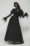 Black Negative Gothic Spiderweb Patchwork Princess Sleeve Maxi Dress DW1005