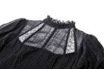 Black Negative Gothic Spiderweb Patchwork Princess Sleeve Maxi Dress DW1005
