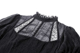 Black Negative Gothic Spiderweb Patchwork Princess Sleeve Maxi Dress DW1005