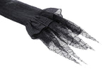 Black Negative Gothic Spiderweb Patchwork Princess Sleeve Maxi Dress DW1005