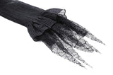 Black Negative Gothic Spiderweb Patchwork Princess Sleeve Maxi Dress DW1005