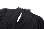 Black Negative Gothic Spiderweb Patchwork Princess Sleeve Maxi Dress DW1005