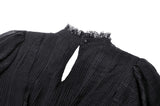 Black Negative Gothic Spiderweb Patchwork Princess Sleeve Maxi Dress DW1005
