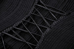 Black Negative Gothic Spiderweb Patchwork Princess Sleeve Maxi Dress DW1005