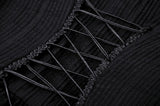 Black Negative Gothic Spiderweb Patchwork Princess Sleeve Maxi Dress DW1005