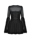 Black Gothic Mesh Patchwork Back Lace-up Everyday Dress DW1007
