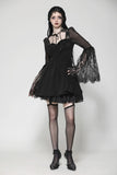 Black Gothic Mesh Patchwork Back Lace-up Everyday Dress DW1007