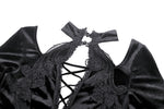 Gothic Slim-Fit Velvet Hollow Neckline Embroidered Button High Slit Maxi Dress DW1012