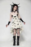 Cute Punk Black Embroidered Butterfly  Lace Angel Beige Dress DW1013