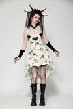 Cute Punk Black Embroidered Butterfly  Lace Angel Beige Dress DW1013